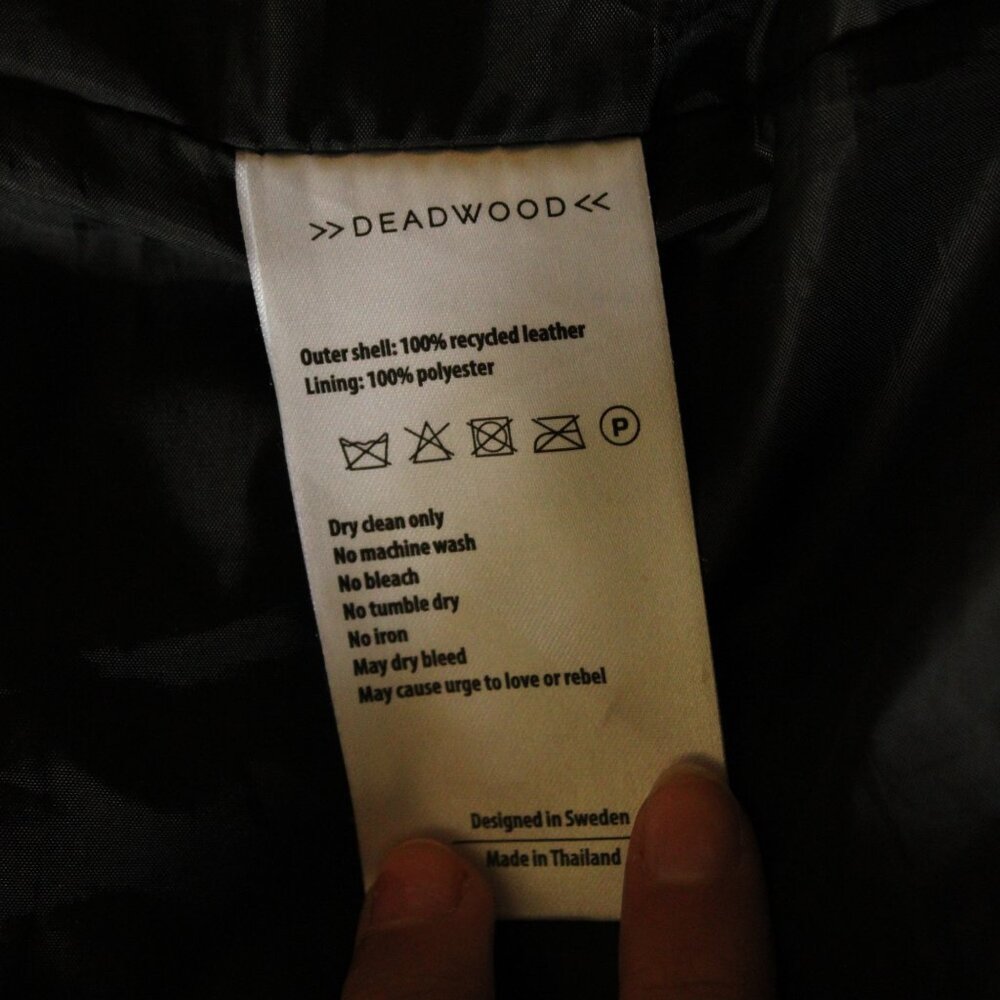 Deadwood moto jacket, 100% recycled leather, Size 38 - Picture 5 of 6